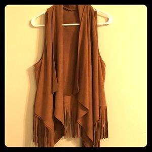 Brown Suede Fringe Vest